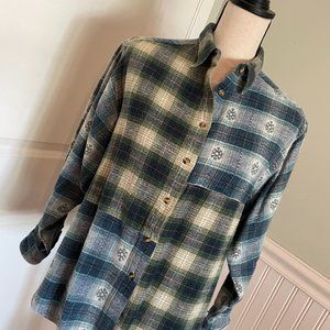 Vintage Cherokee Womens Flannel Long Sleeve Shirt Medium